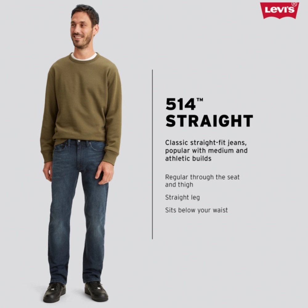 Levi's 514 34 x 34 Straight Leg Dark Wash Classic Fit Jeans EUC